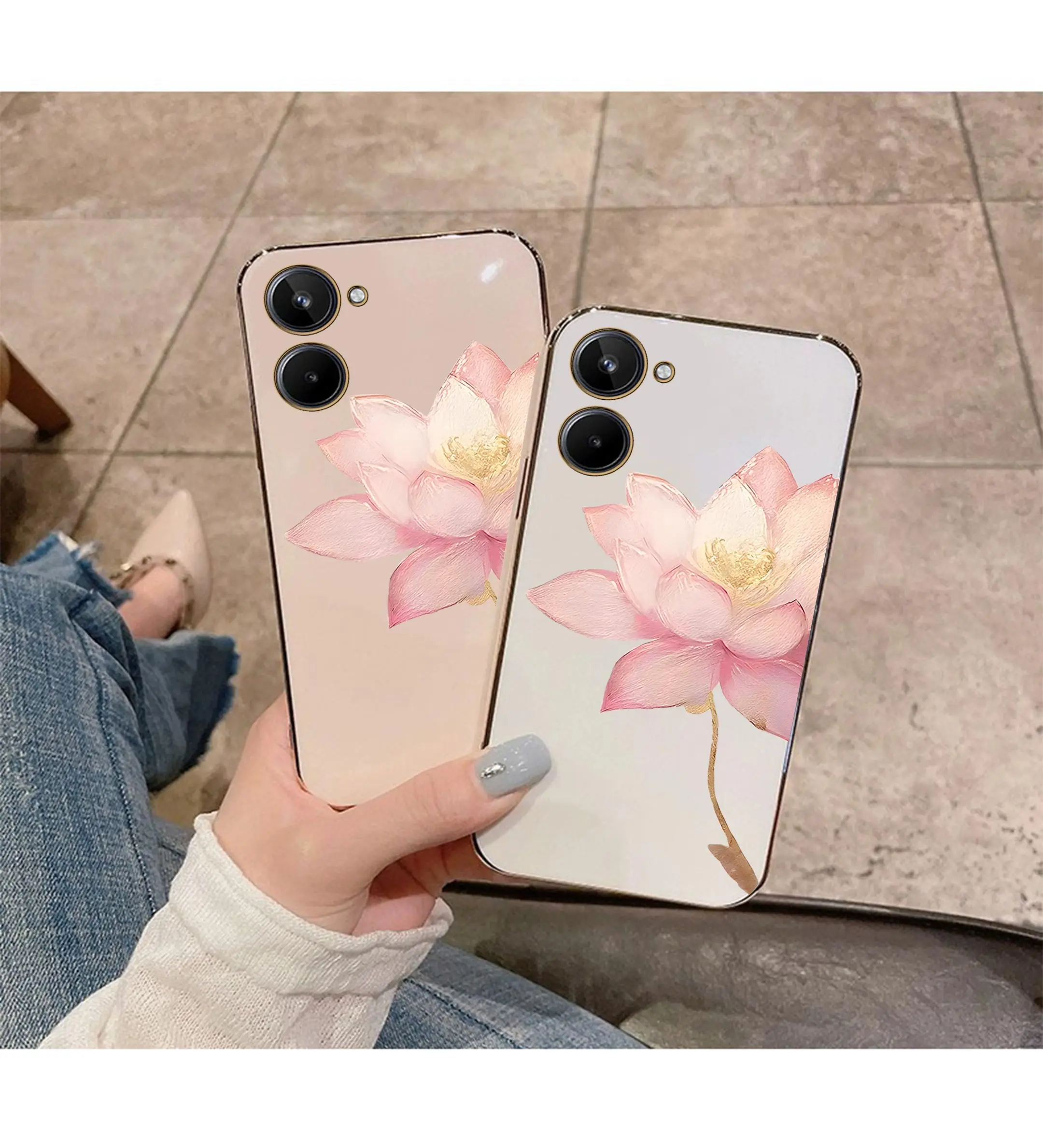 Lotus Plating Phone Case OPPO Realme 10 T 9 8 7 i 6 Pro Plus C31 30 35 11 12 15 20 21Y 25 S V13 V15 4G 5G 2021 Silicone Cover