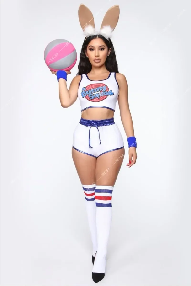 Space Lola Bunny Konijn Cosplay Kostuum Konijn Bunny Jam Kostuums Vrouwen Meisjes Halloween Feest Kleding Tops Shorts Outfit Set