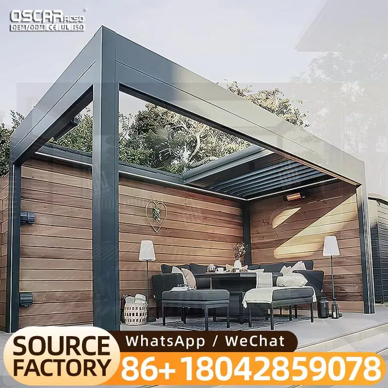 

Outdoor Round Metal Solid Roof Pavilion for Backyard Garden Party pergola