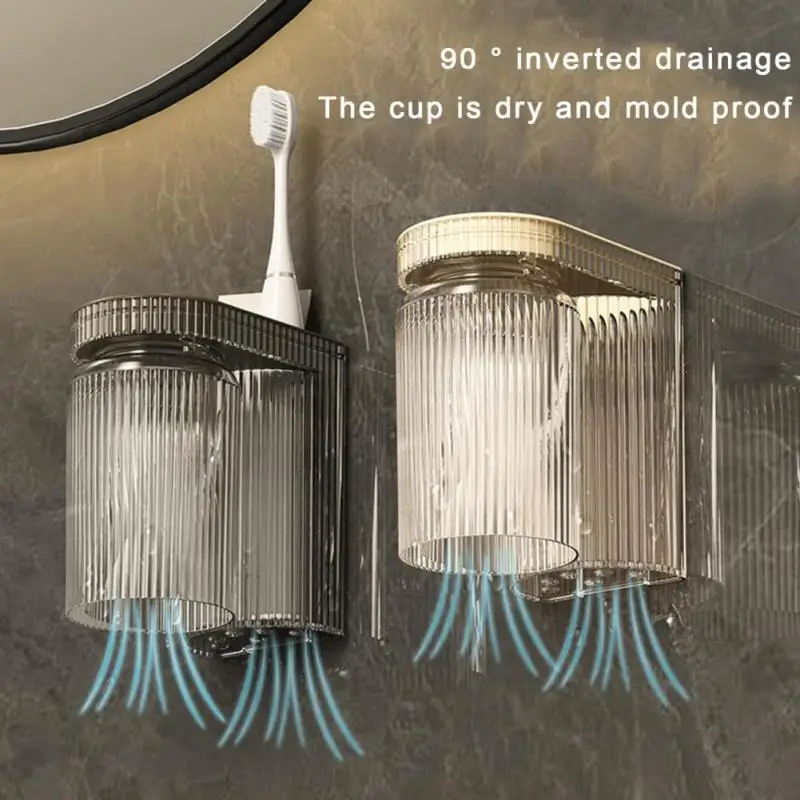 Ensemble de gobelets magnétiques pour rince-bouche avec porte-brosse à dents, rangement à l'envers, tasse de douche pour couple, ménage T1