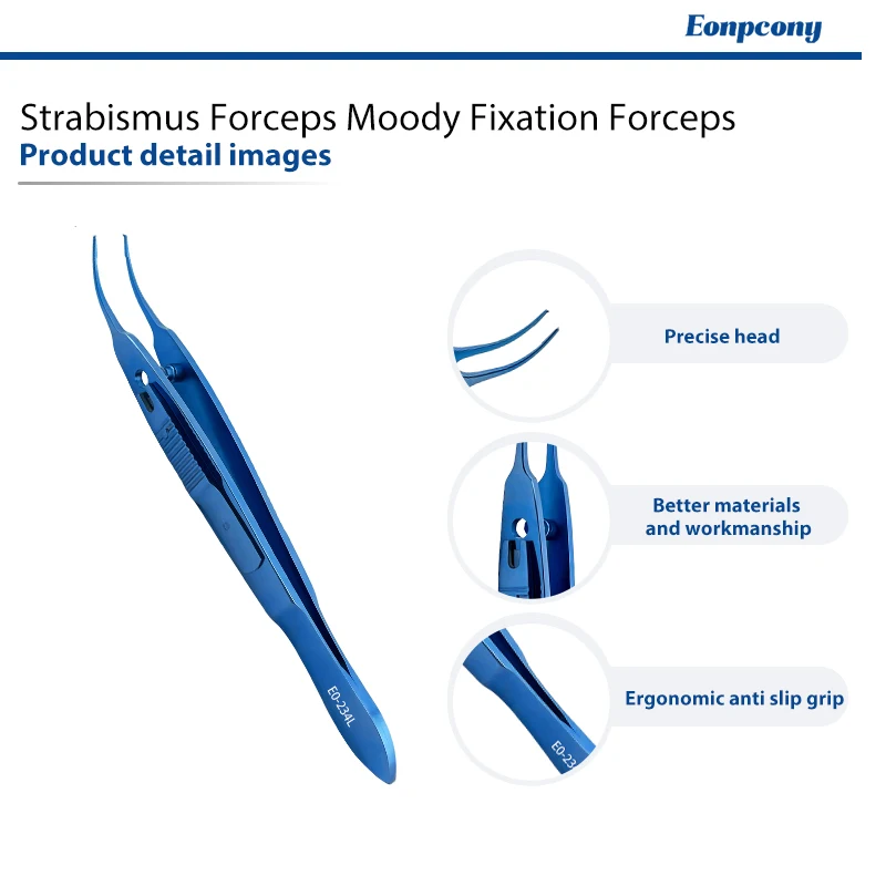 Titanium Alloy Strabismus Forceps Moody Fixation Forceps Reusable Precision Ophthalmic Micro Eye Tweezers Instrument