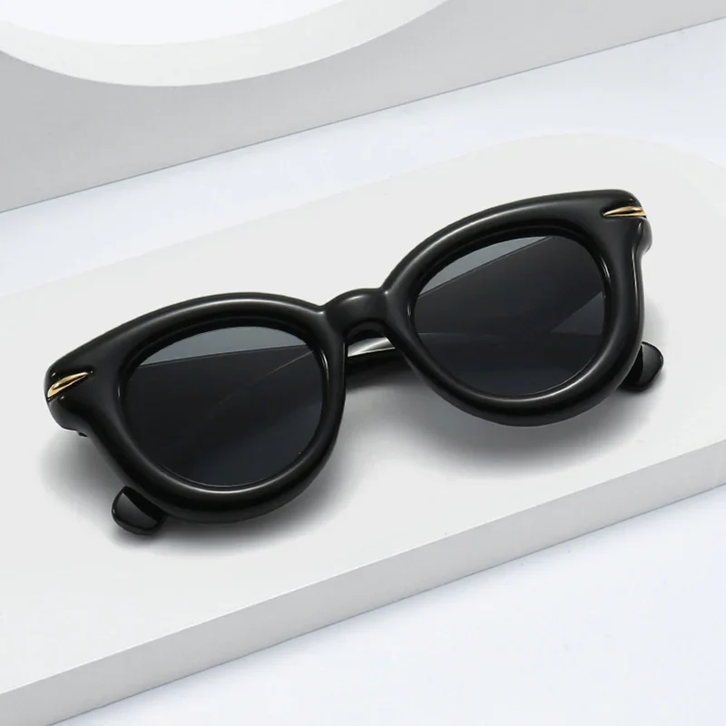 SO&EI Y2K Women Fashion Oval Candy Color Sunglasses Retro Rivets Men Brand Designer Trending Punk Round Sun Glasses Shades UV400