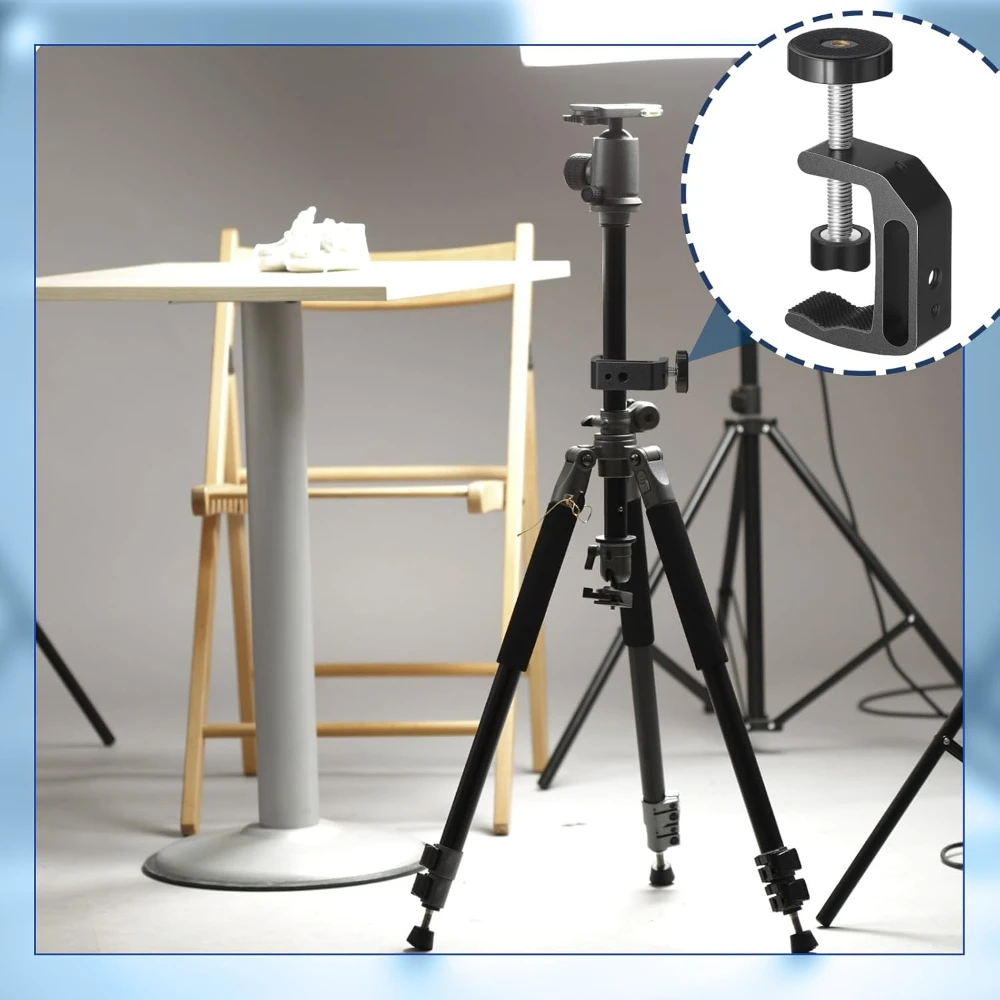 Morsetto universale a C da 6 pezzi con foro filettato da 1/4'' e 3/8'' Morsetto di supporto in alluminio Morsetto da tavolo Morsetto da tavolo per supporto da tavolo