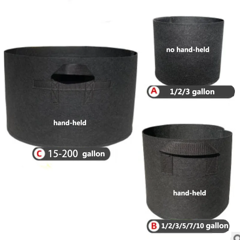1 2 5 10 15 100 150 200 gal gallon BIG large Grow Bags garden flower plant growing tree pots planter fabric Planting Veg k