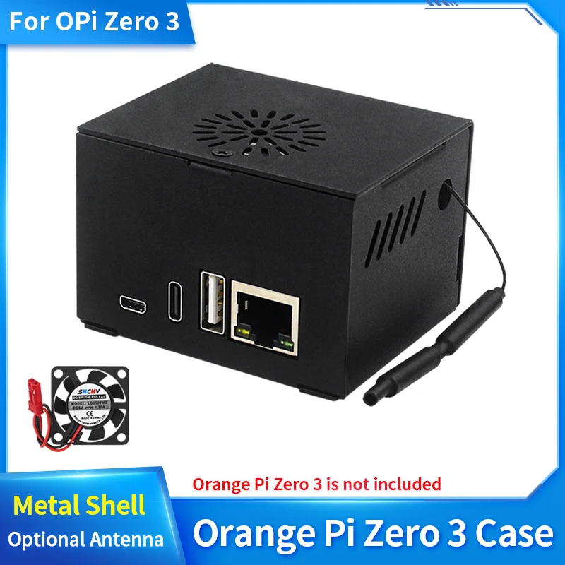 علبة برتقالية Pi Zero 3 ، غلاف معدني مع مروحة تبريد ، هوائي اختياري ، حاوية تبريد نشطة للوحة Pi 3 و 4 و 2 و 1 جيجابايت