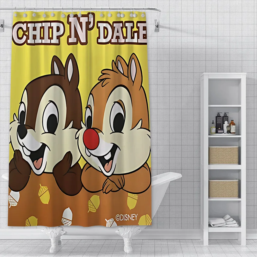 Cute Chip-n-Dale Shower Curtain Waterproof Polyester Fabric Paint Colorful Bath Curtains Home Bathroom Decor Curtain With Hook