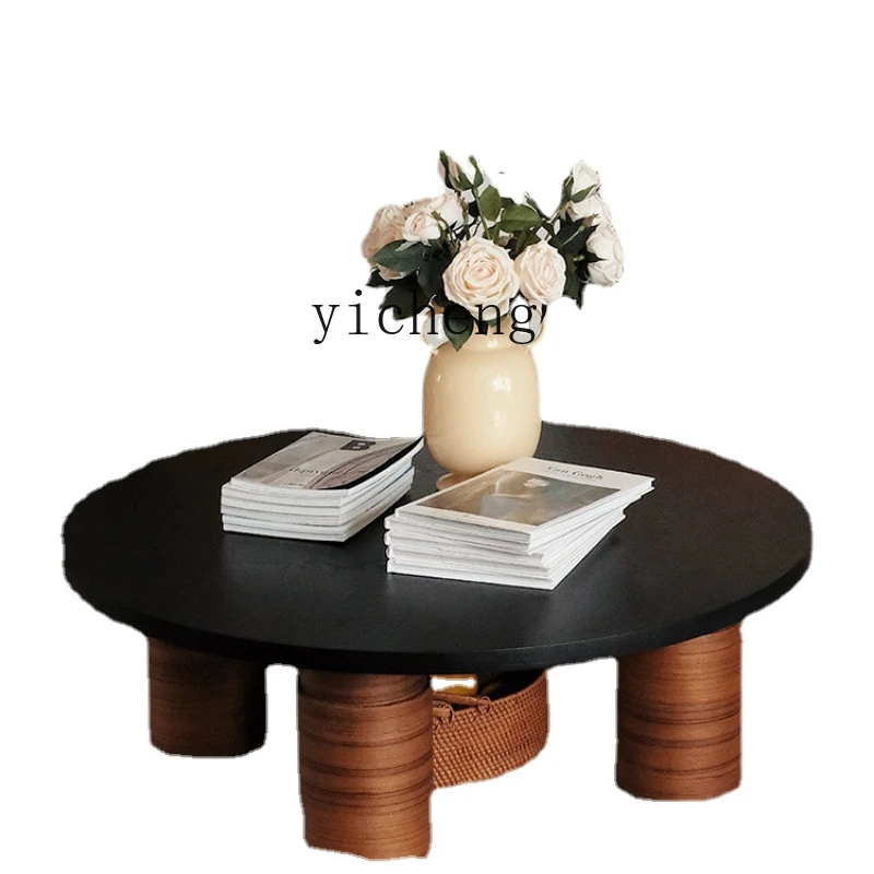 

Yy Living Room round Retro Home Creative Wooden Tea Table Middle Ancient