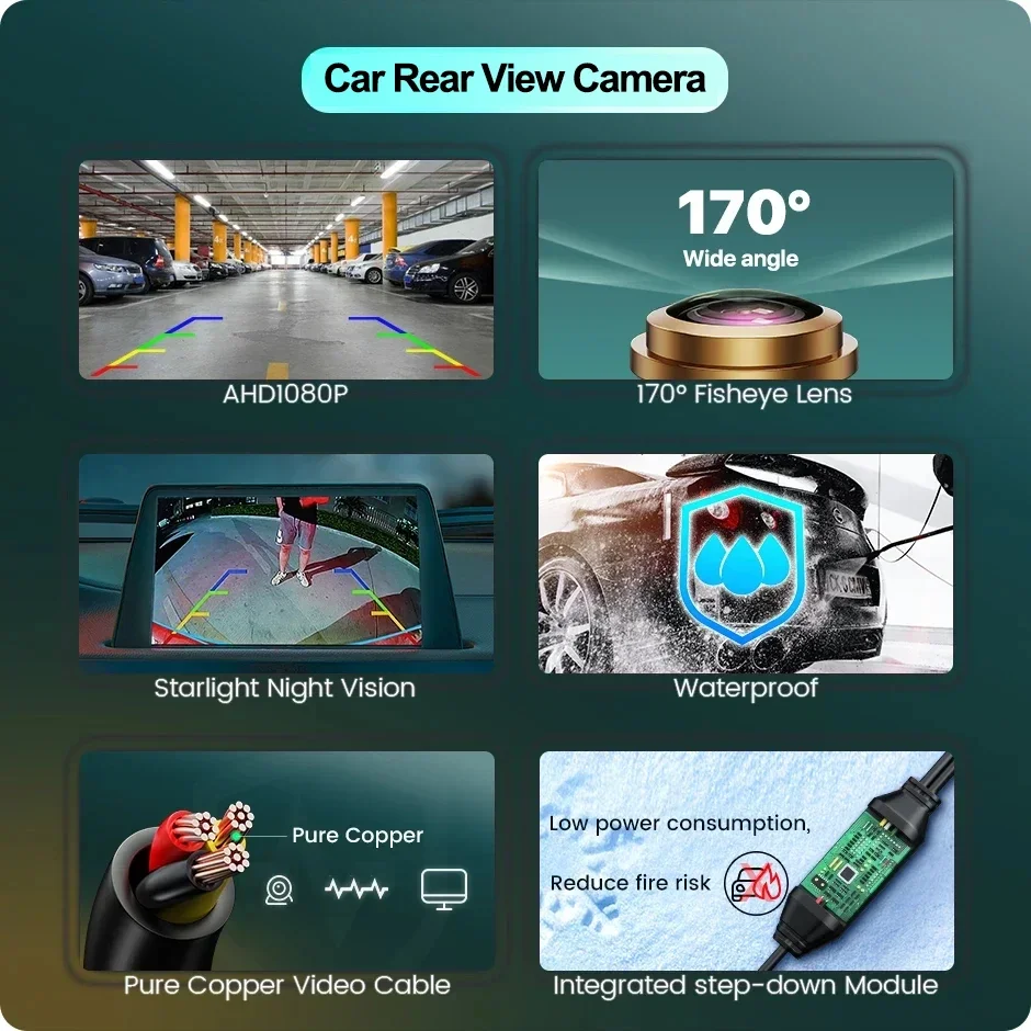 Car Rear View Camera CVBS AHD 1080P Full HD Reversing Rear Camera 170° Wide Angle Night Vision Fisheye Len Car Reversing Camera