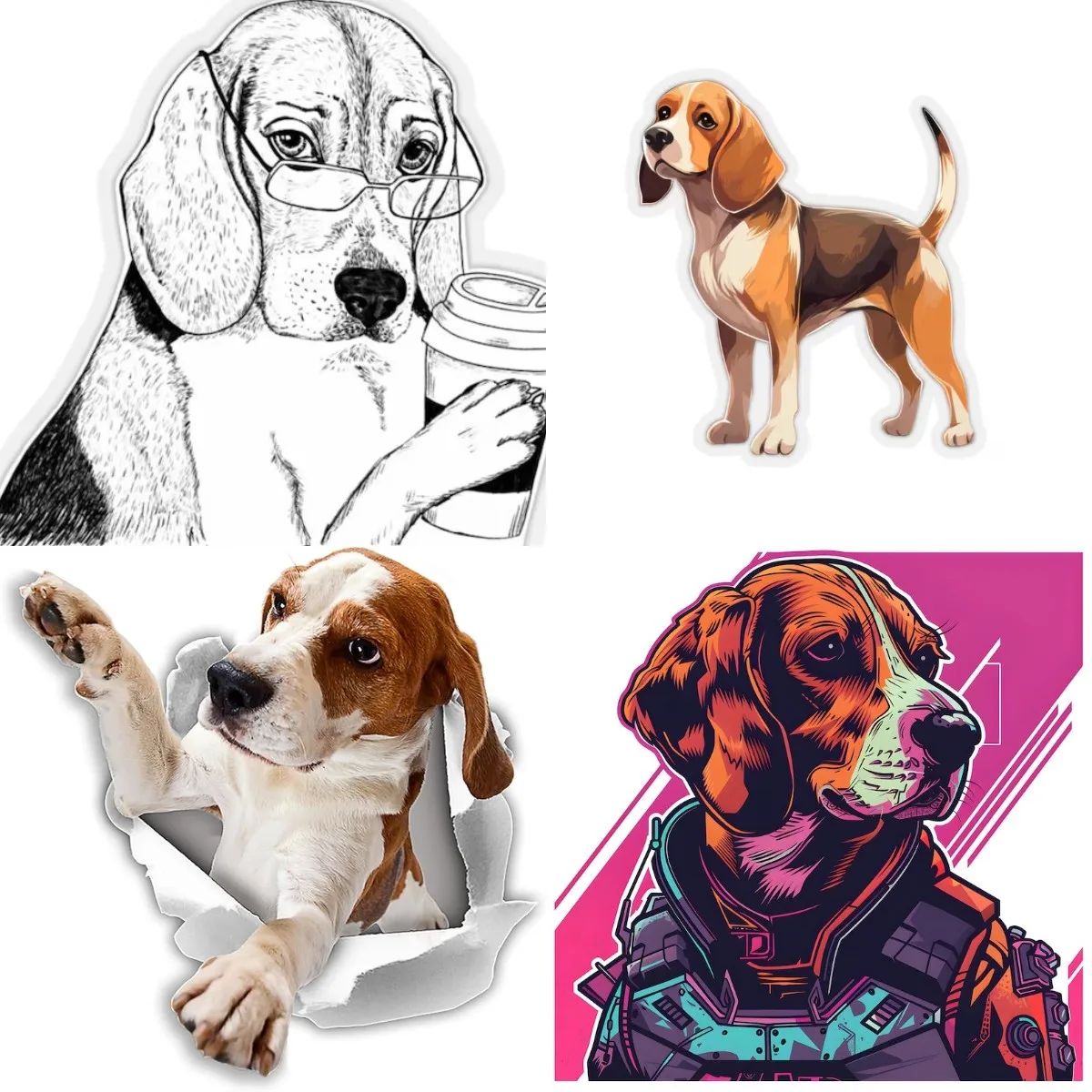 

Funny Cute Beagle Sticker Vinyl Dog Laptop Stickers Animal Water Bottle Tumbler Skateboard Laptop Phone Graphic DIY Decoration