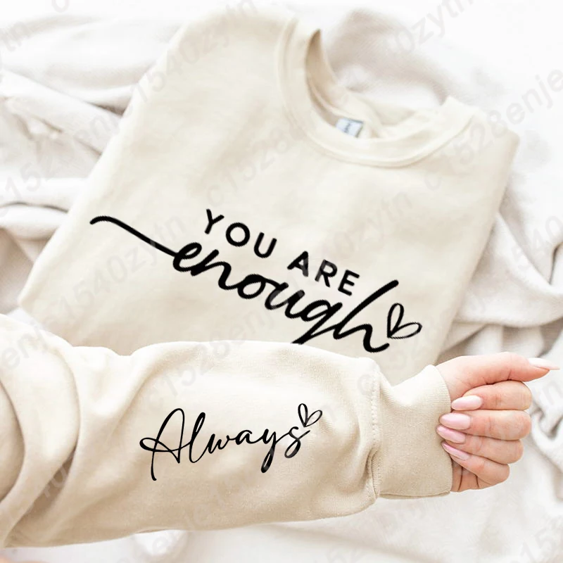 

Women Oversized Sweatshirt, You Are Enough Letter Print Sweatshirts, Christian Sweatshirt, Casual Crew Neck Long Sleeve Pullover