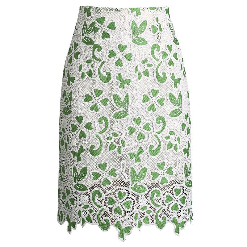 High Waist Slim Fit Bodycon Skirt Women Embroidery Hollow Out Sweet Faldas Japan New Hook Flower Mujer Faldas