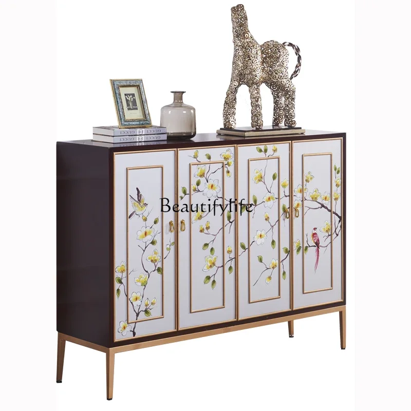 

FG40New Chinese Style Solid Wood Shoe Cabinet Small Apartment Household Light Luxury Locker