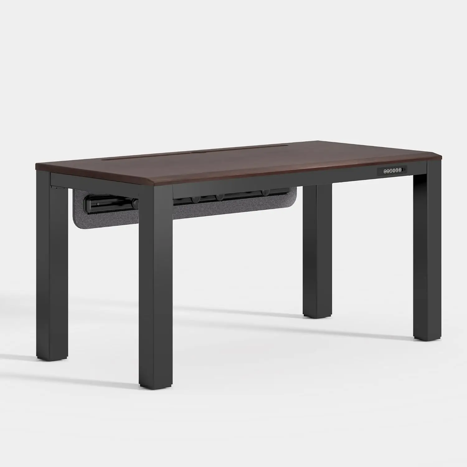 4-Leg Electric Standing Desk, Height Adjustable Workstation, Walnut Finish, Customized