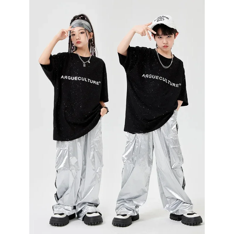 

Kids Street Dance Hip Hop Clothing White Vest Orange Sweatshirt Baggy Pants Girl Boy Drum Jazz Performance Outfit Stage Costume