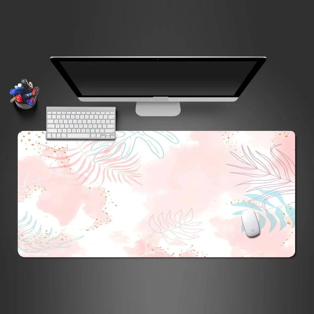 Leaf Gamer Keyboard Mouse Pad Pink Mousepad Xxl Desk Mat Bureau Gaming Extended Pad Carpet Rug Office Accessories Table Cushion