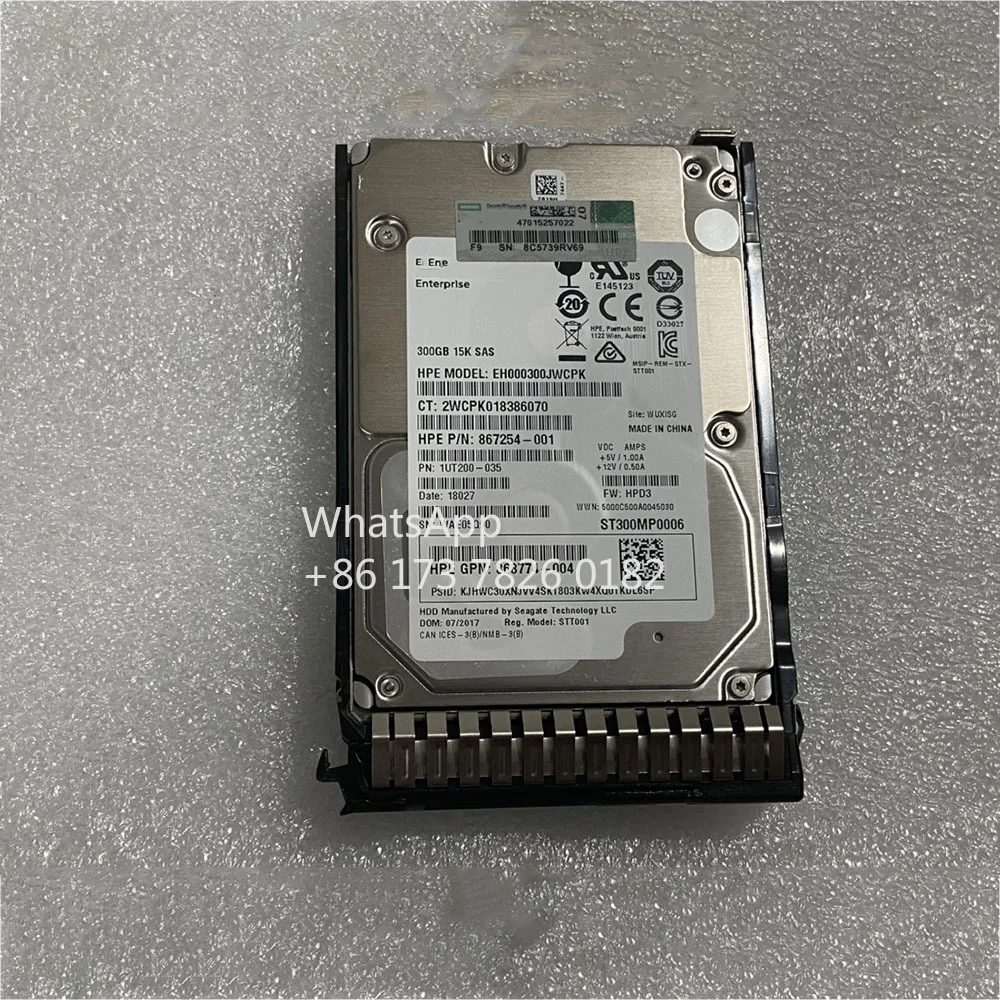 

300GB For HPE G9 G10 870753-B21 870792-001 867254-001 300G 15K SAS 12G 2.5 Server Hard Disk