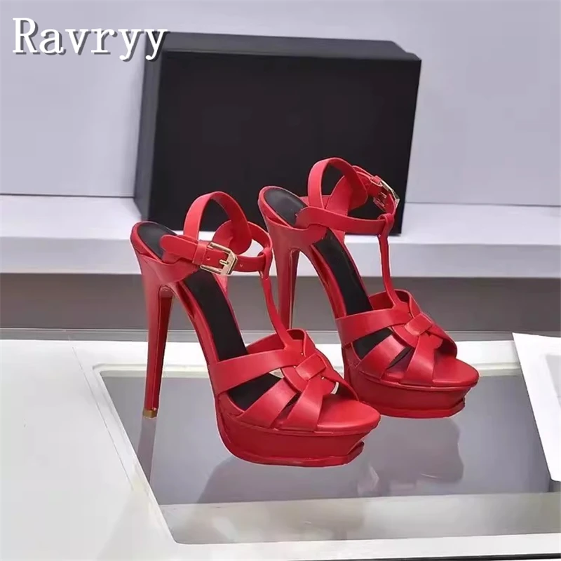 Designer Platform Super High Heels Sandals Women Summer New Open Toe Buckle Ankle Strap Stiletto Wedding Party Shoes