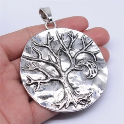 WYSIWYG 1pcs 71x64mm Tibetan Silver Color Large Tree Life & Moon Charms Pendants For Necklace Jewelry Making Findings