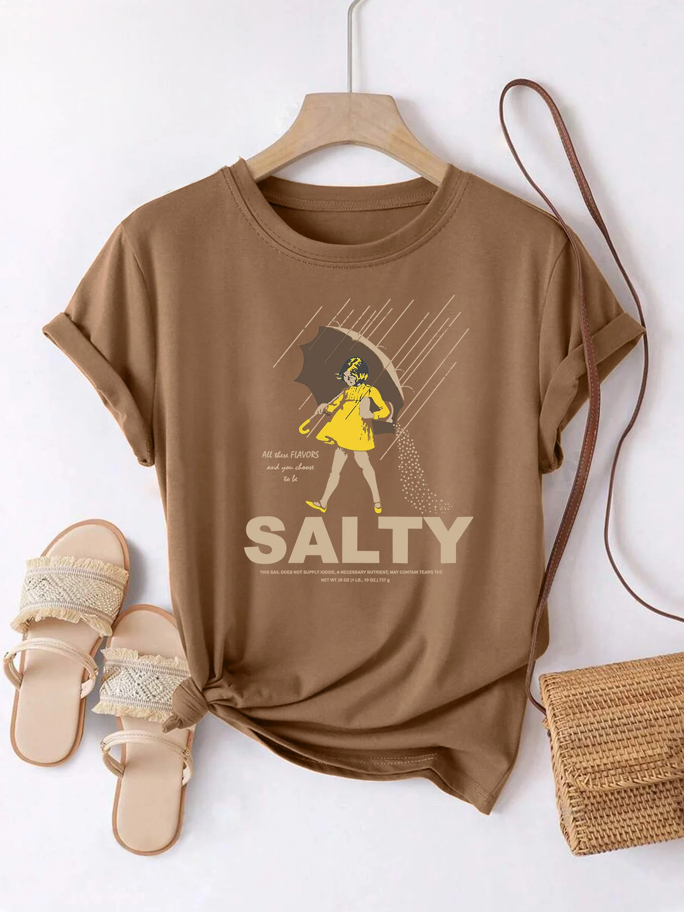 

Summer Women's Plus Size T-Shirt Original Design Letter Character Pattern Printed Women's Casual Round Neck Short Sleeved Tops