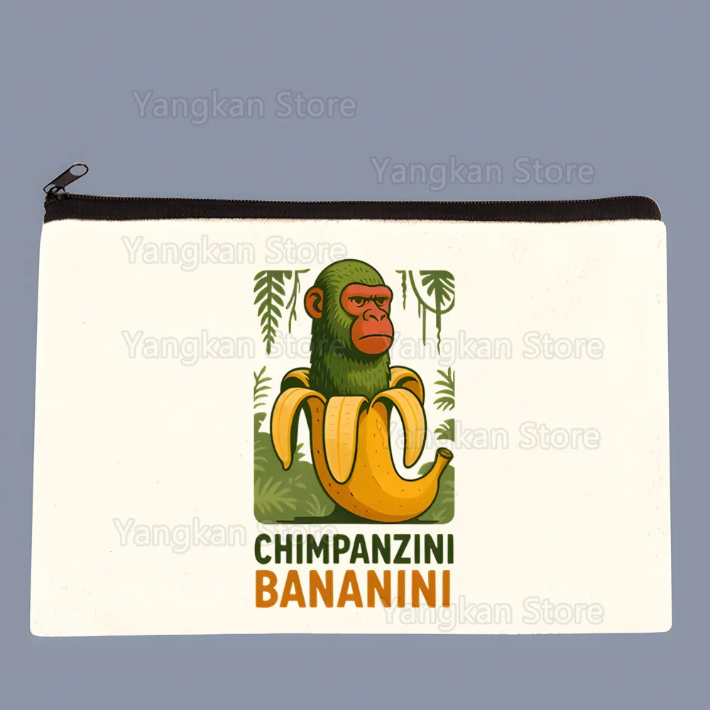 

Italien Brainrot Cappuccino Ballerina Tralalero Chimpanzini Canvas Makeup Bag Zipper Pouch Pencil Case Craft Bags Cosmetic Pouch