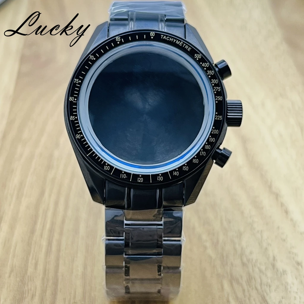High Quality 39.7mm Moon Chronograph Watch Case Speedmaster Case Suitable VK64 VK63 Quartz Movement Repair Parts Chronograph
