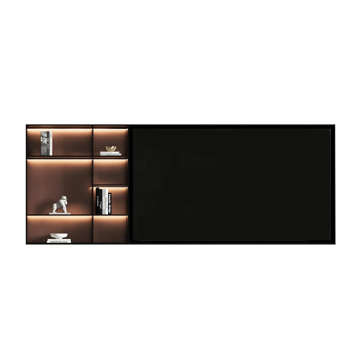 Embedded brushed black titanium stainless steel TV cabinet wall integrated wall metal cabinet