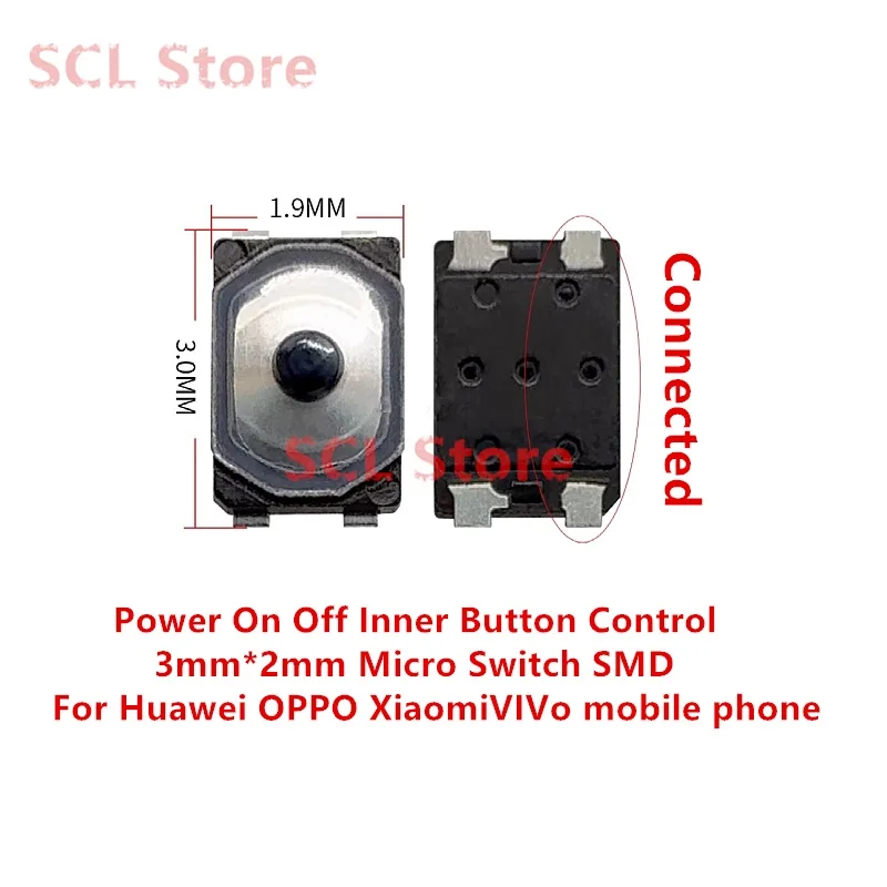 Botão Interno de Ligar/Desligar e Controle de Volume 3mm*2mm Micro Switch SMD para Celulares Huawei, VIVO, OPPO, Xiaomi (10-200 Peças)