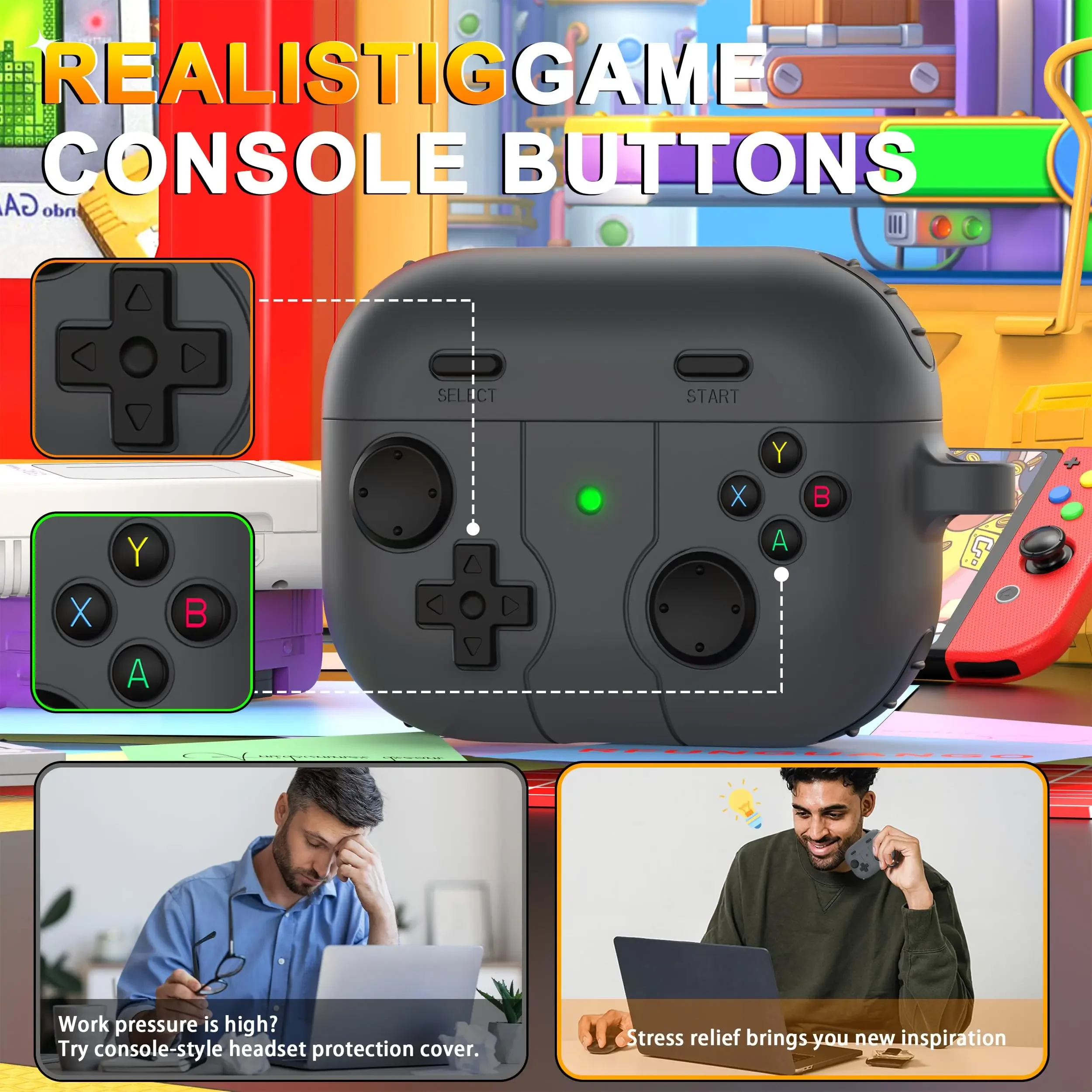 

For Airpods Pro 3 Case 2025 Classic Cute Game Console Design Case with Keychain Soft Silicone Protective Cover for Airpods Pro 3