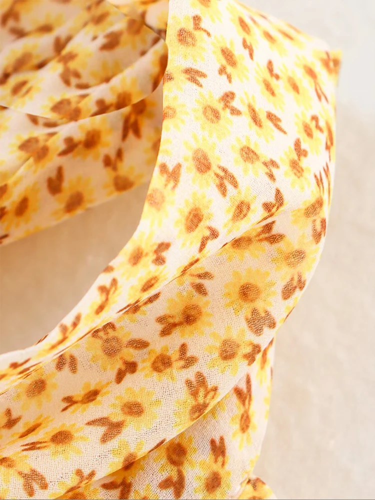 Estilo europeu nova moda feminina versátil temperamento em camadas halter pescoço vestido estampado saia curta