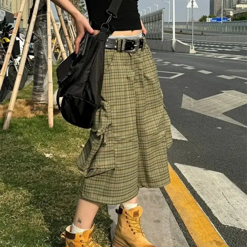 

Укороченные брюки в уличную клетку с большими карманами для мужчин и женщин, лето 2022, новые свободные брюки в американском стиле, модные брендовые широкие брюки