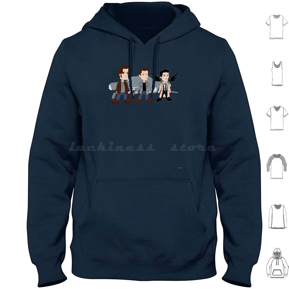 

Sam , Dean , Castiel Hoodie Cotton Long Sleeve Supernatural Winchester Sam Winchester Dean Winchester Bobby Singer