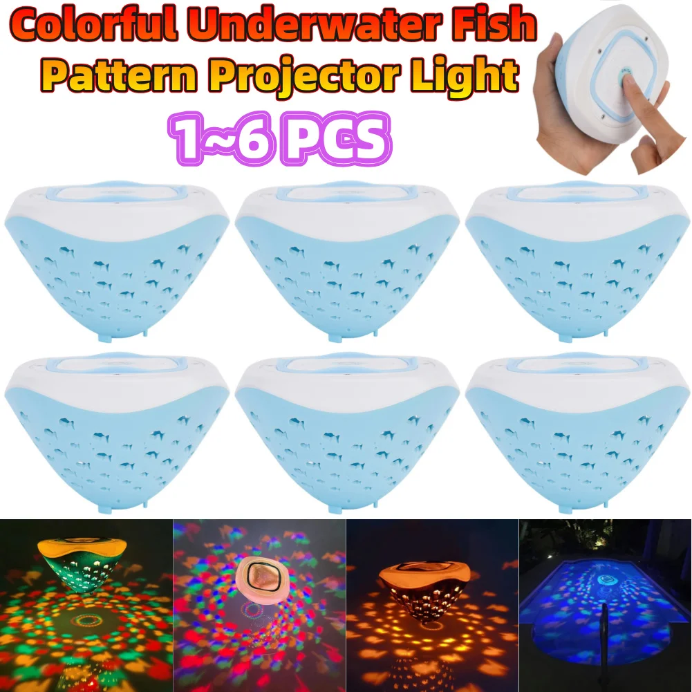 

1-6PCS Colorful Underwater Lights Fish Pattern Multi Color Underwater Lamp 4 Colors Battery Operated Disco Pool Party Accessory