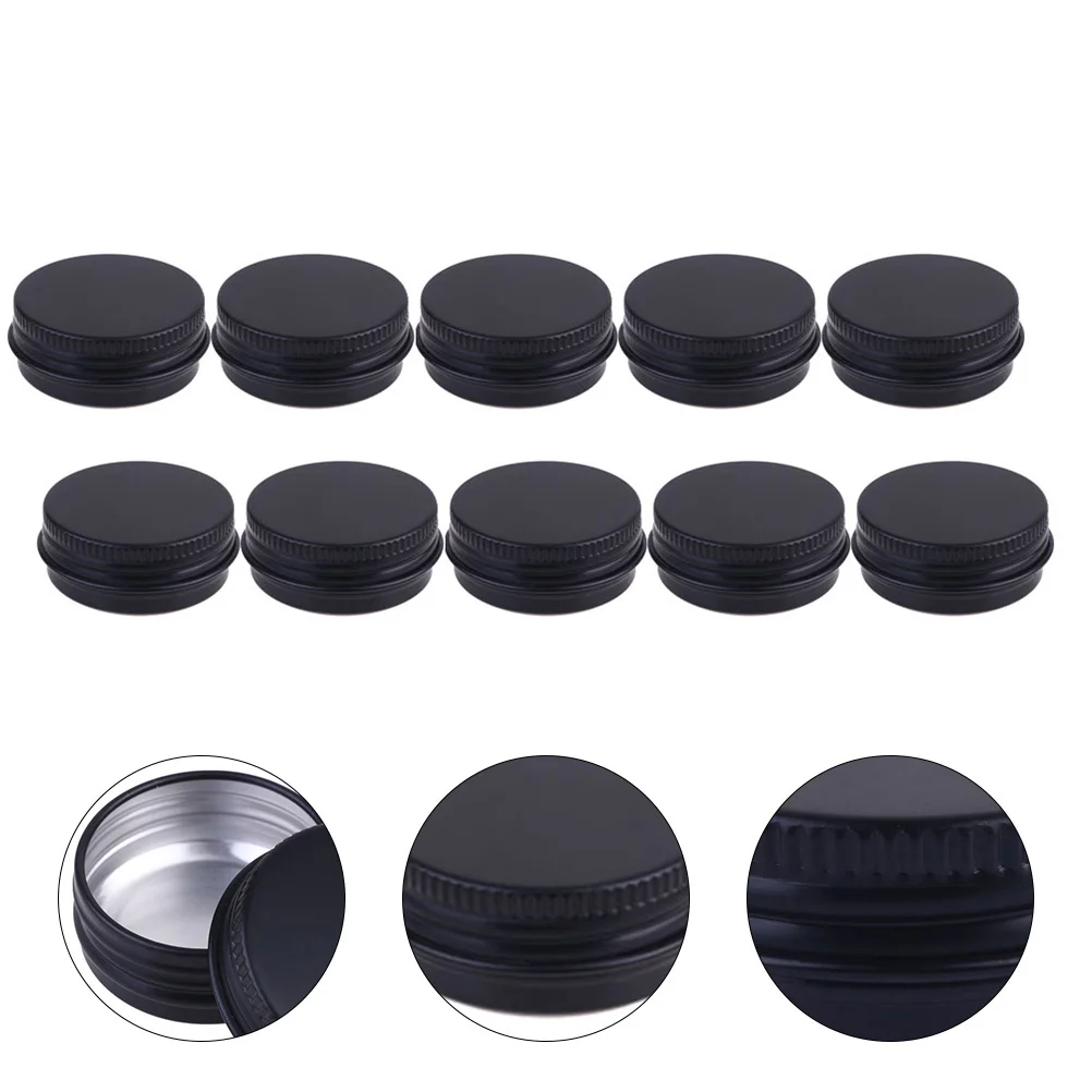 

10 Pcs Lip Balm Containers Bottled Black Aluminum Box Metal Tins with Lids Cosmetics Aluminium Jars