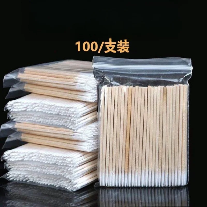 Disposable Cotton Swab Lint Free Micro Brushes Wood Cotton Buds Swabs Ear Clean Stick Eyelash Extension Glue Removing Tool