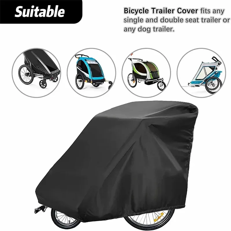 210D Silver-coated Bike Trailer Cover Rain Dust and Sun Protection Cover Cover Oxford Fabric Material Size: 140x84x100cm