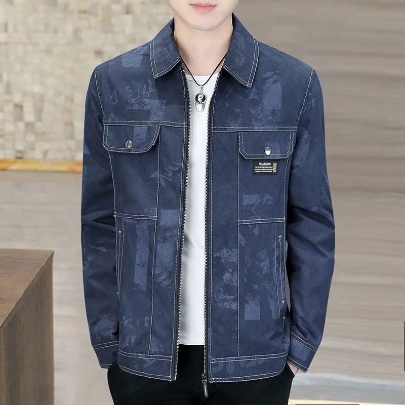 High Quality High Appearance Level Men's Coat Short Fashion Spring and Autumn Casual Jacket Men's Coat Lapel All The Fashion Top