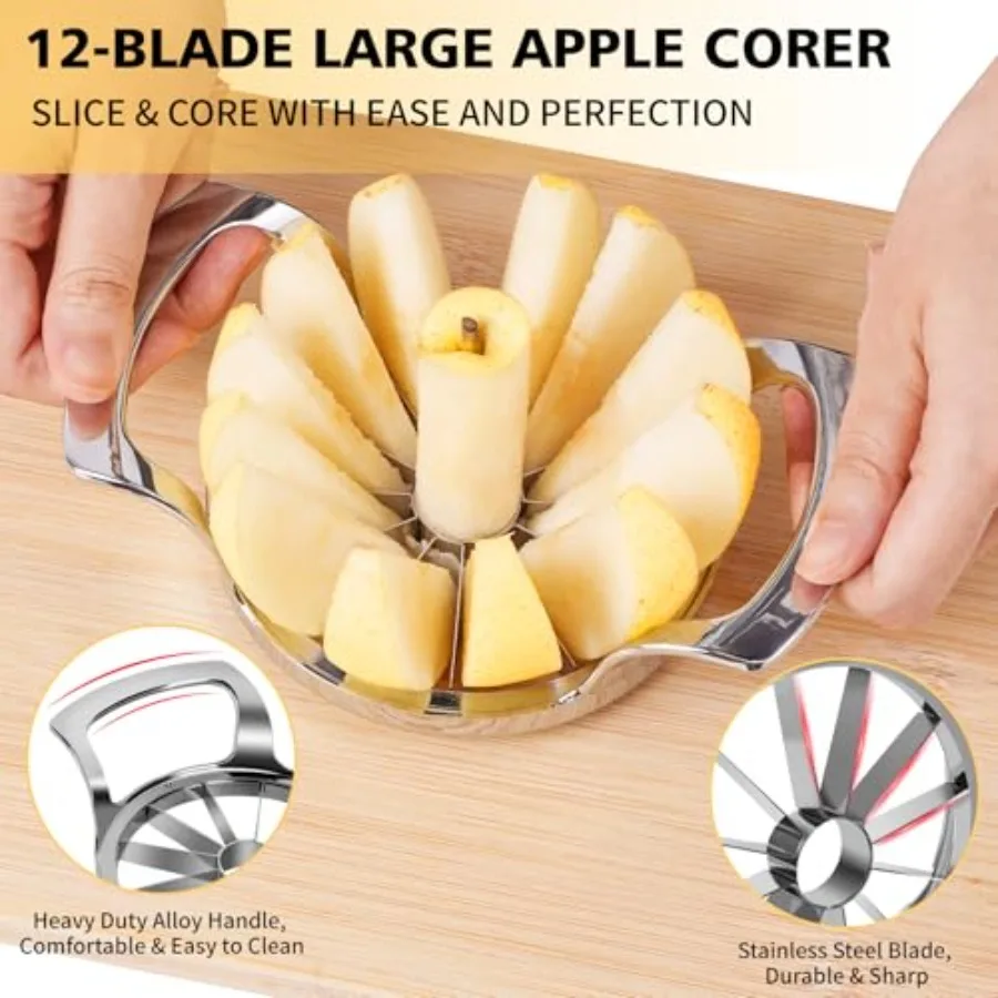 4,72 inch appelsnijder met 12 messen extra grote appelsnijmachine voor efficiënte fruitvoorbereiding Heavy Duty roestvrijstalen appel