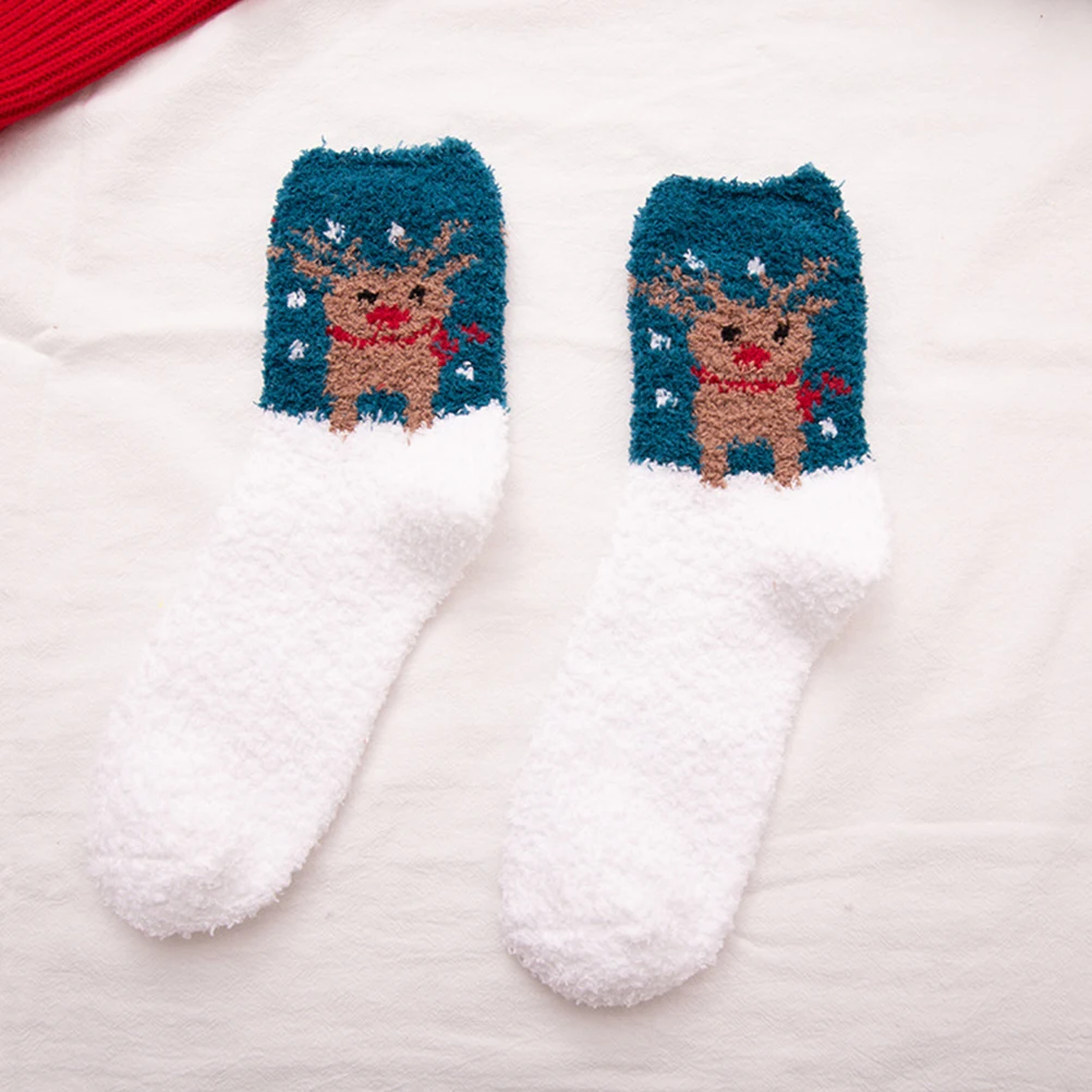 

2pcs Christmas Socks For Women Warm Winter Thermal Coral Fleece Indoor Thick Comfortable Floor Socks Women Large Size Non Slip