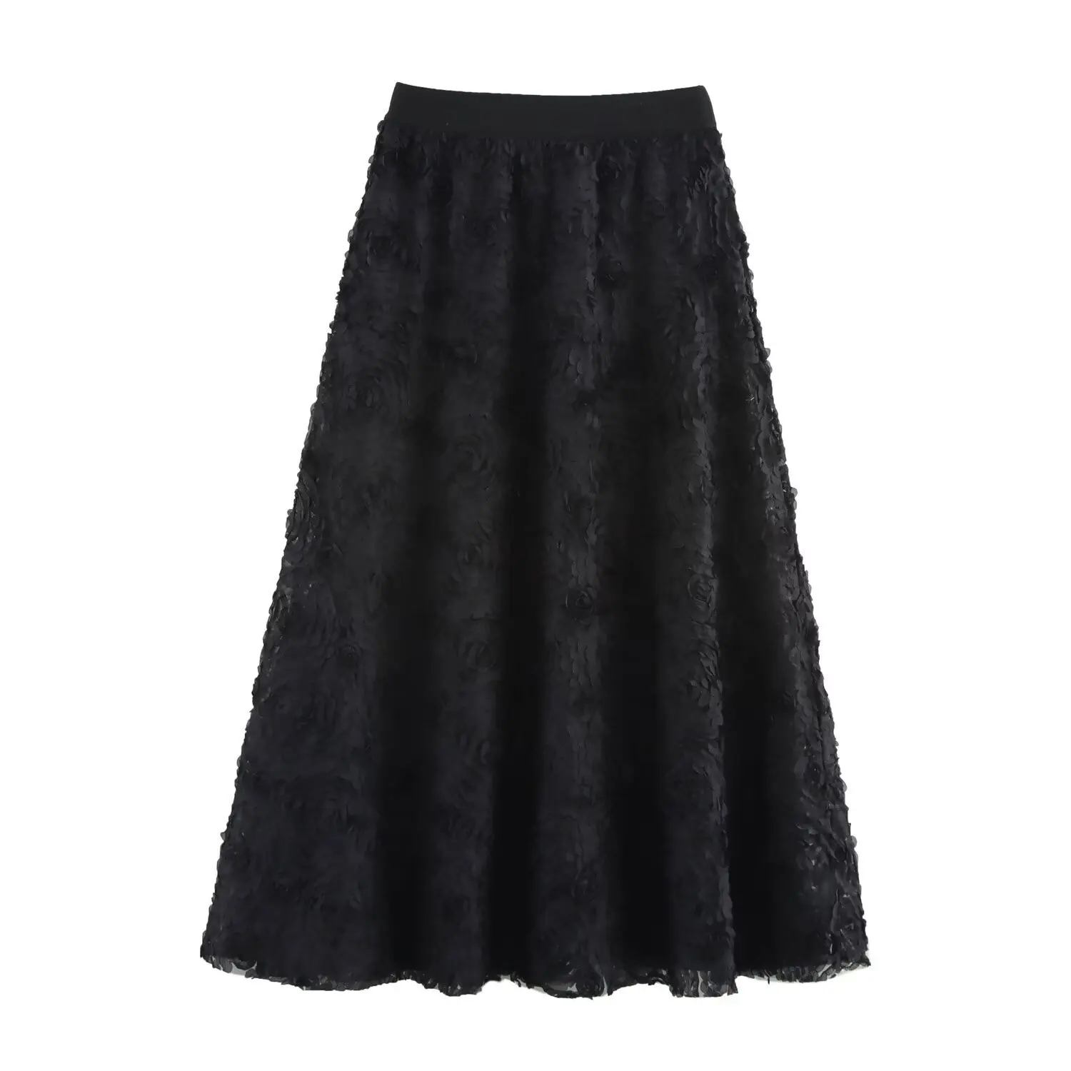 

TAOP&ZA women's spring new products fashionable simple casual and versatile three-dimensional flower long skirt
