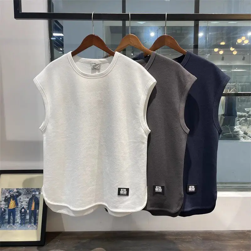 High-End Ice Silk Men's Sleeveless Vest Breathable Comfortable American Style Summer Sportswear Quick-Drying Inner Wear T-Shirt