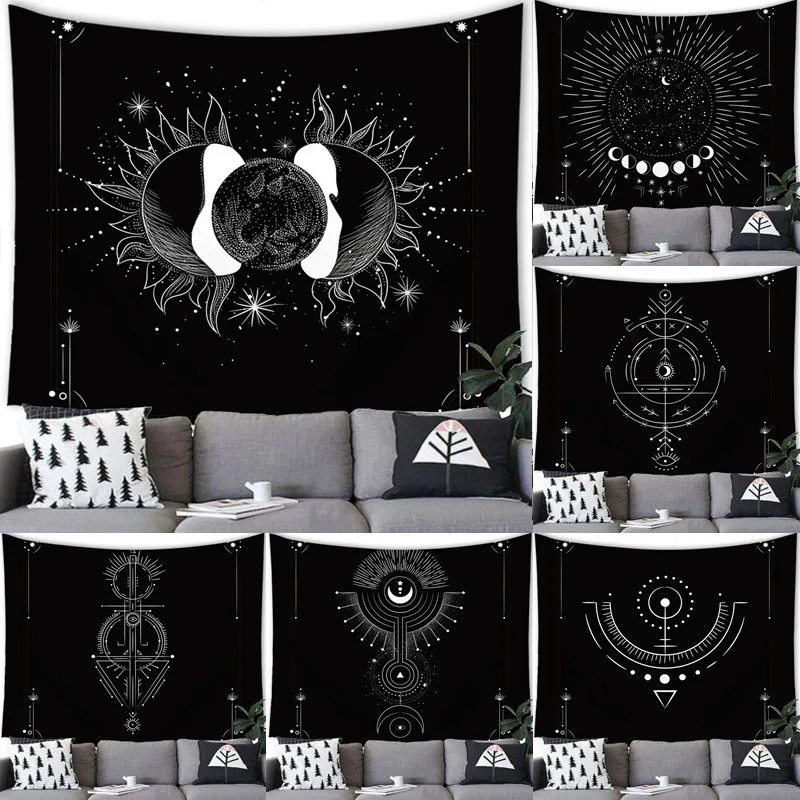 Black Sun Moon Totem Tapestry Wall Hanging Black Sun Moon Totem Decor Tapestry Wall Hanging Party Home Decoration Background