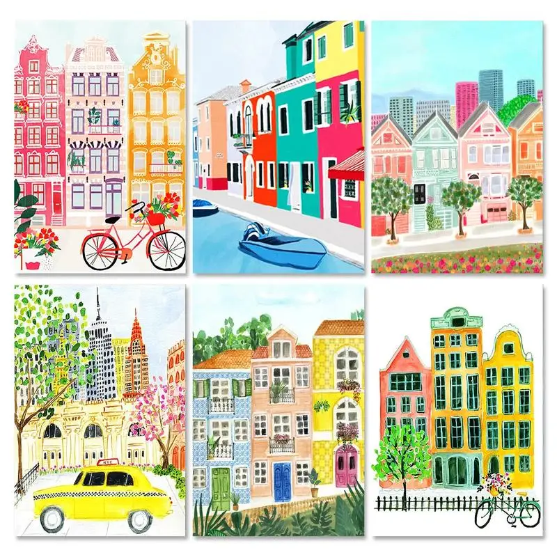 

RUOPOTY Frame Diy Painting By Numbers Kits Color Illustration Landscape Coloring By Numbers Diy Ideas Handicrafts For Home Decor