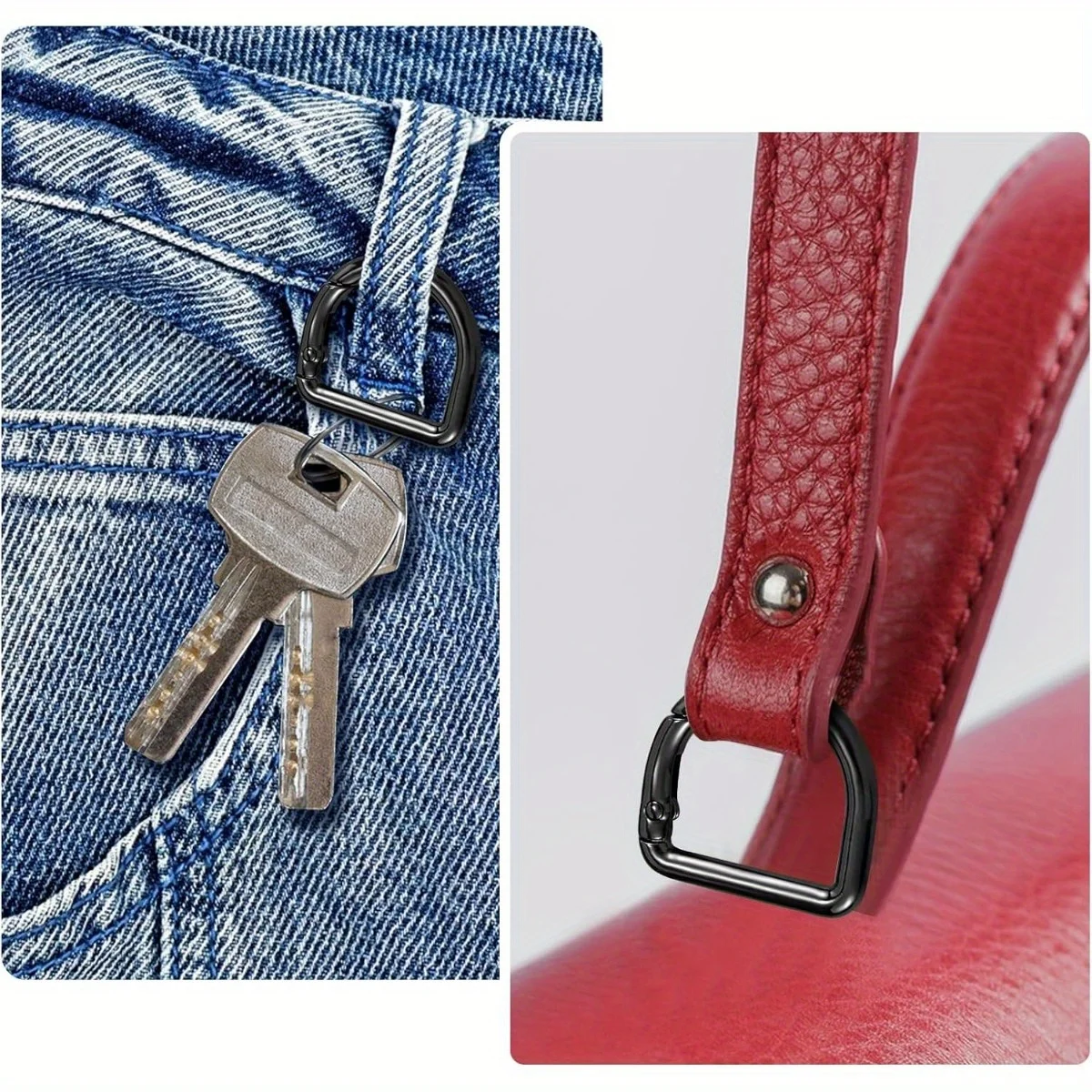 5Pcs D-shaped Spring Ring Connector Clip Clasp Key Hook Suitable for Belts Backpacks Handbags Straps