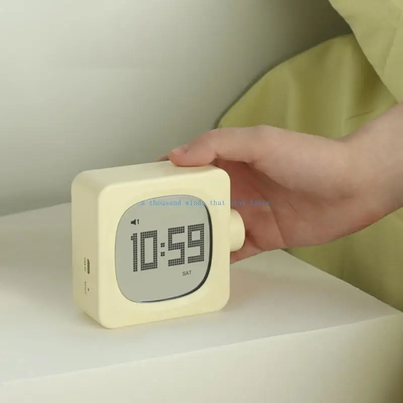 

E7CC Creative Cubic Alarm Clock for Students with Night Lamp Snoozes Function Timer