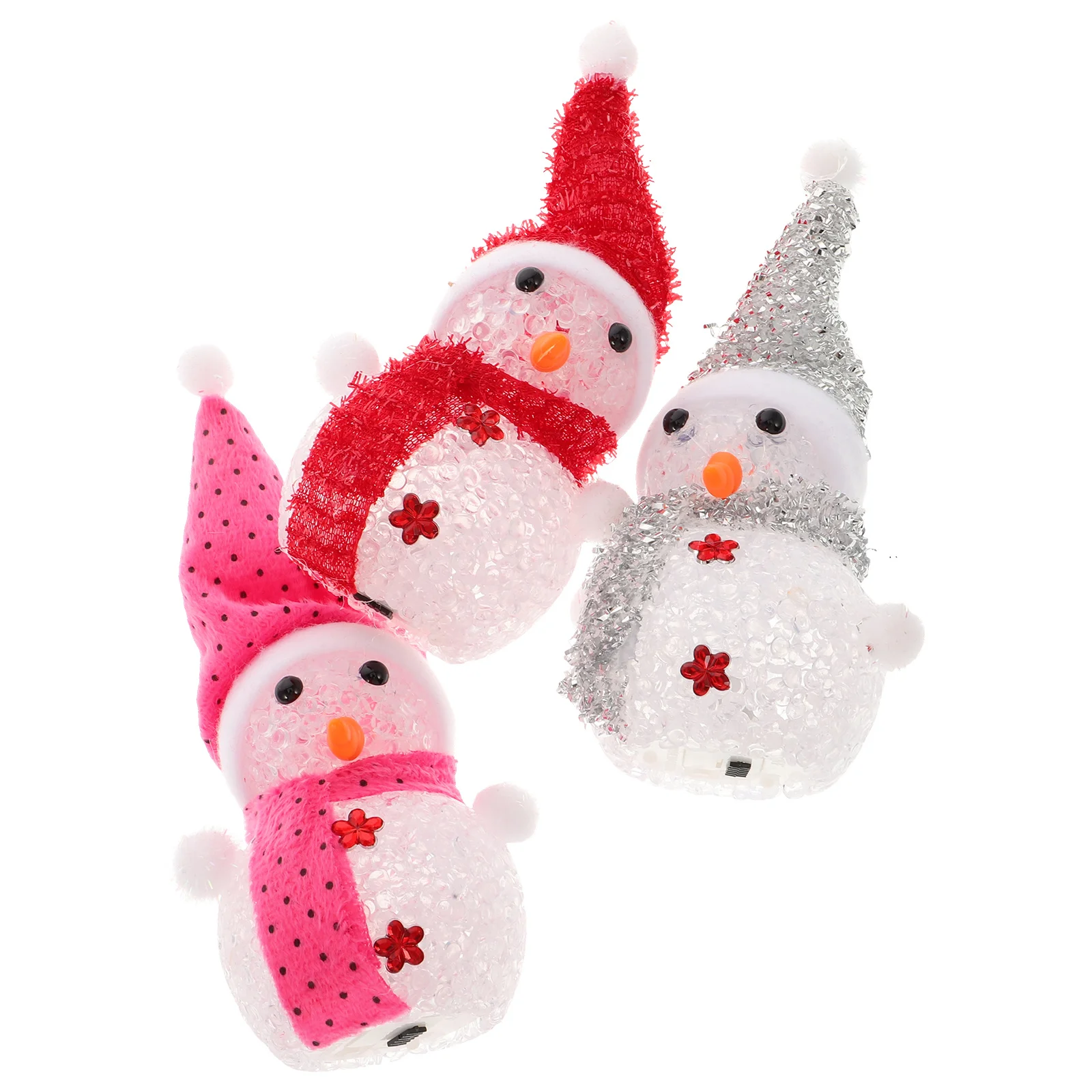 

3 pcs Flashing Snowman Ornament Luminous Christmas Decor Table Display Xmas Luminous Snowman Christmas Adornment Party Holiday