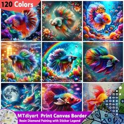 Guppy Fish 120 Colors Resin Diamond Painting Print Canvas Border Sticker Legend Home 5D Diy Mosaic Animal Famtasy Craft Kit