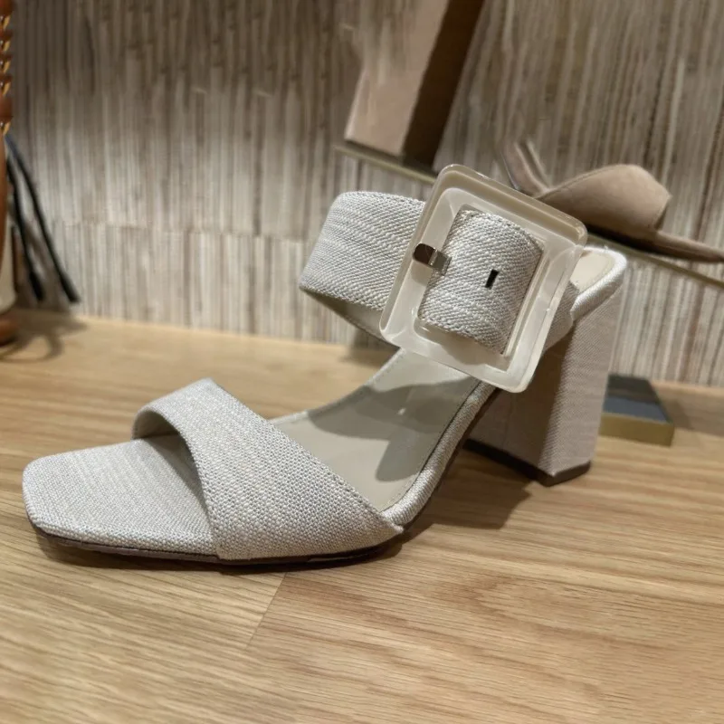 

New Women's Shoes Exquisite Square Head High Heeled Sandals for Woman Elegant French Casual Shoes Designer Shoes Sandalias Mujer