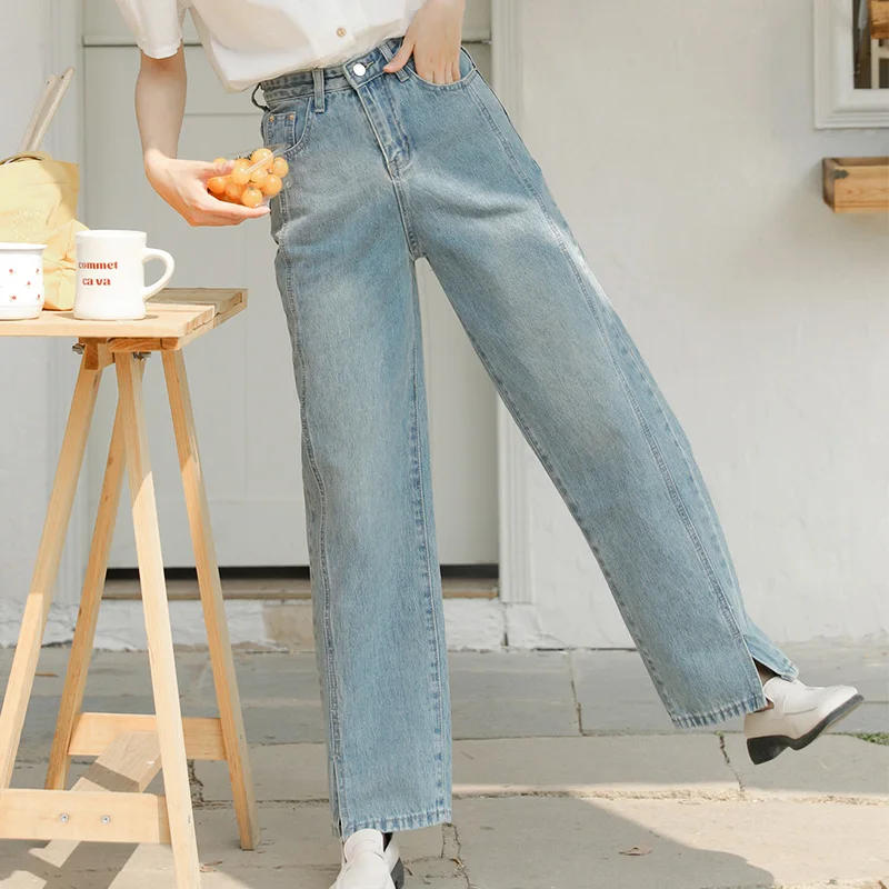 

Embroidered Jeans 2023 Autumn New Women Clothing Washed Loose All Match Wide Leg Trousers Denim Pants