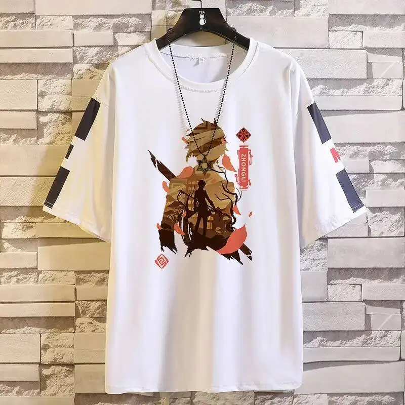 

Anime Game GS Impact Cos Wanderer The Knave Zhongli Nahida Xiao Etc. 2025 New Casual Crew Neck Printed Commuter T-Shirt Gift