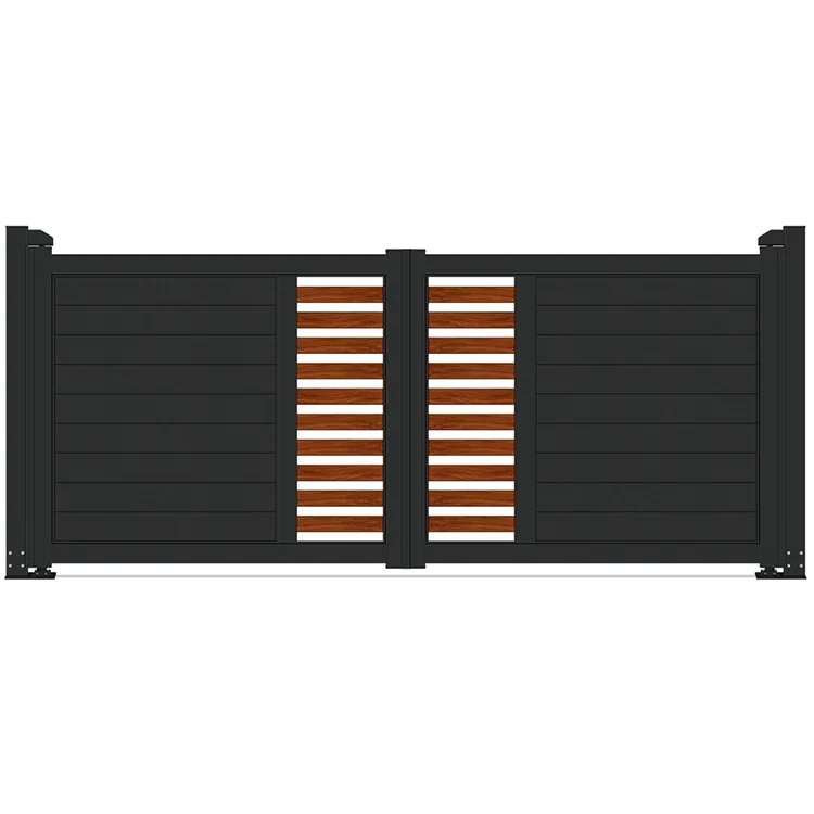 تخصيص الحديثة بسيطة الصدأ واقية رخيصة مزدوجة بوابة خارجية مخرمة منحوتة بوابة فناء الحديد للمنزل #2